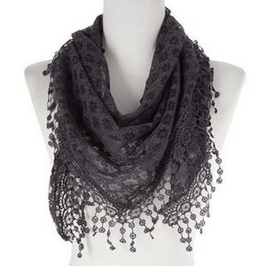 Dbpashmina New Fashion Triangle Lace Scarf Darkgrey Color